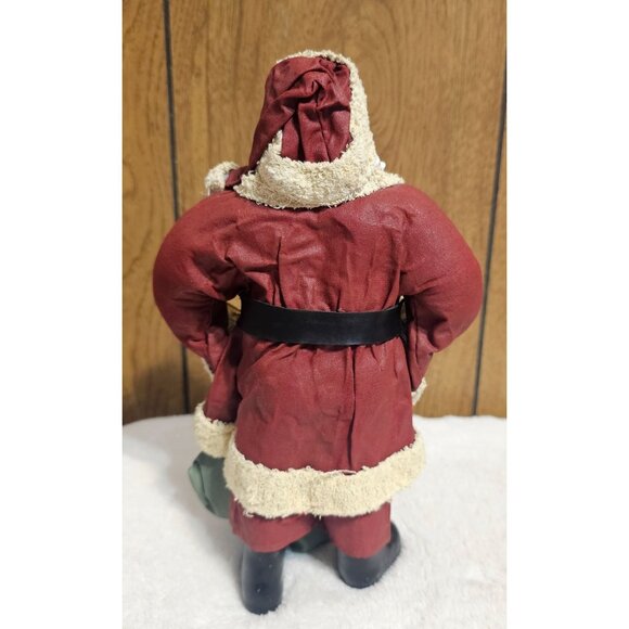 Vintage Fabric Mache 10" Santa Claus Figure Holding Bag of Toys Great Condition - Picture 3 of 16